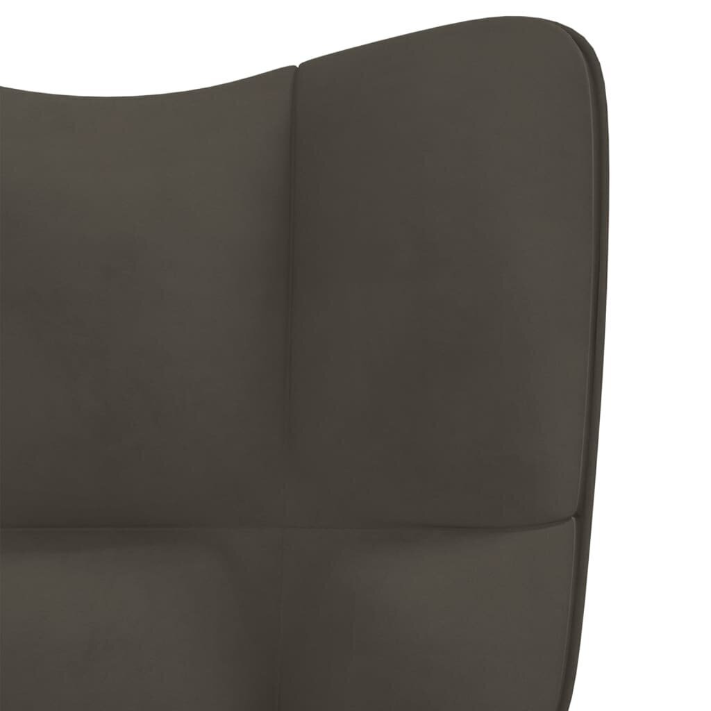Poilsio kėdė su pakoja, tamsiai pilkos spalvos, aksomas kaina ir informacija | Svetainės foteliai | pigu.lt