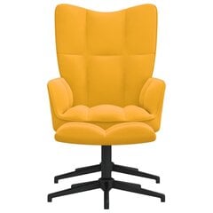 Poilsio kėdė su pakoja, garstyčių geltonos spalvos, aksomas kaina ir informacija | Svetainės foteliai | pigu.lt