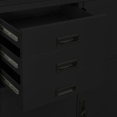Biuro spintelė, juodos spalvos, 90x40x180cm, plienas цена и информация | Шкафчики в гостиную | pigu.lt