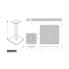 Stalo koja - padas 440x440mm, H730mm, plienas, juodas kaina ir informacija | Baldinės kojelės ir kojos | pigu.lt