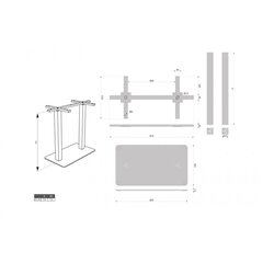 Stalo koja - padas 695x395mm, H730mm, dažytas, juodas dviejų kojų kaina ir informacija | Baldinės kojelės ir kojos | pigu.lt