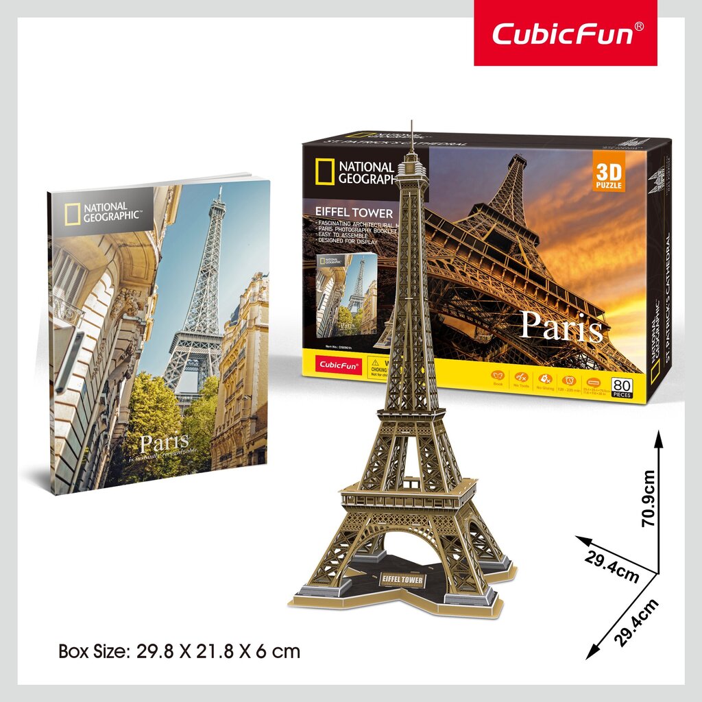 3D dėlionė Cubicfun Eifelio bokštas, 80 d. kaina ir informacija | Dėlionės (puzzle) | pigu.lt