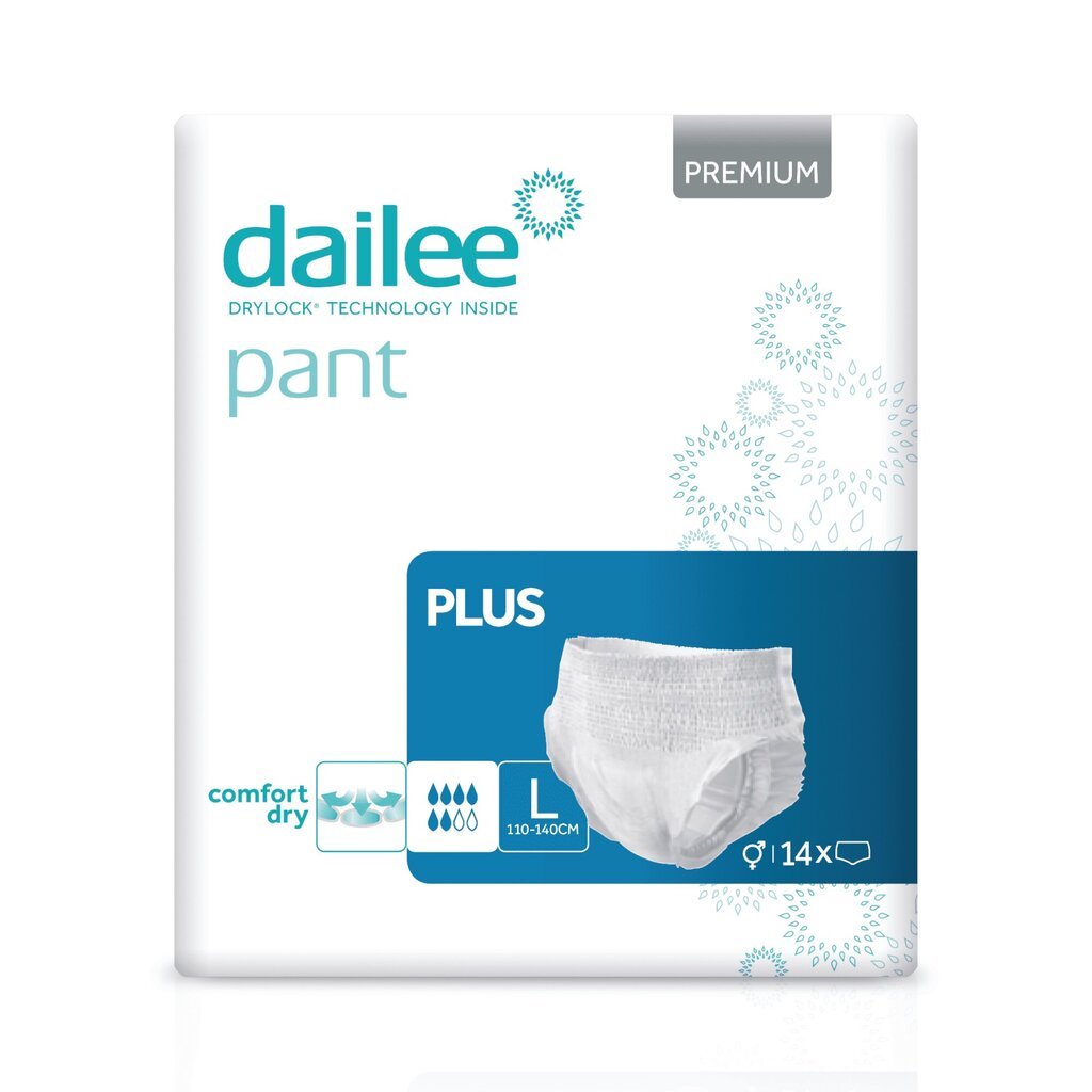 Sauskelnės suaugusiems Dailee Pant Premium Plus L, 14 vnt. kaina ir informacija | Sauskelnės, įklotai, paklotai suaugusiems | pigu.lt