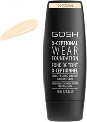 Makiažo pagrindas Gosh X-Ceptional Wear Foundation, 12 Natural, 35 ml kaina ir informacija | Makiažo pagrindai, pudros | pigu.lt