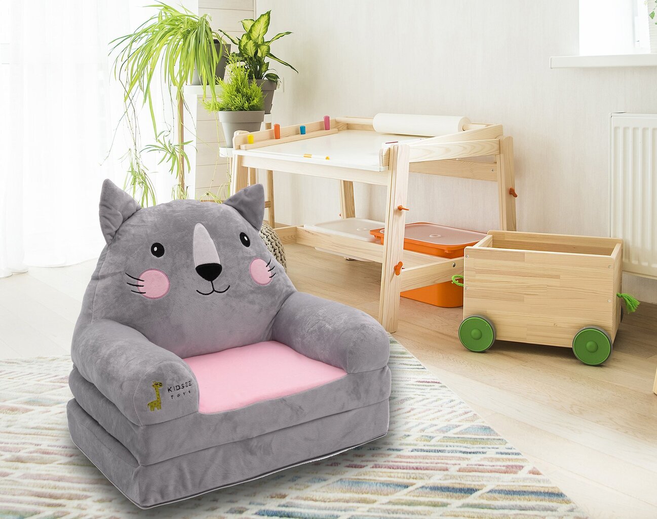 Didelis išskleidžiamas vaikiškas foteliukas - Kačiukas kaina | pigu.lt