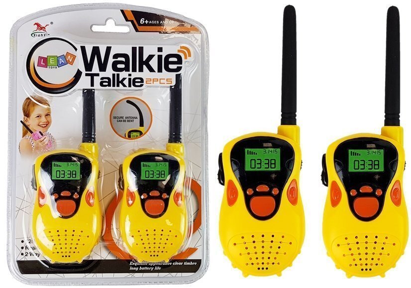 Vaikiškos racijos 2 vnt. Walkie Talkie - Diapozonas 100 m, geltonos kaina ir informacija | Žaislai berniukams | pigu.lt