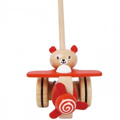 Деревянный плюшевый мишка-толкатель в самолете, Classic World цена и информация | Игрушки для малышей | pigu.lt