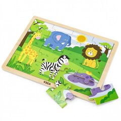 Деревянный пазл, 16 шт - Safari, Viga цена и информация | Игрушки для малышей | pigu.lt
