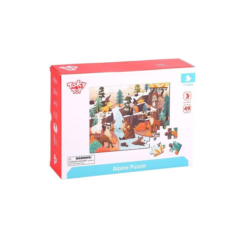 Dėlionė su rėmeliu ir maišeliu - Alpių gyvūnai 49 vnt. Tooky Toy цена и информация | Dėlionės (puzzle) | pigu.lt