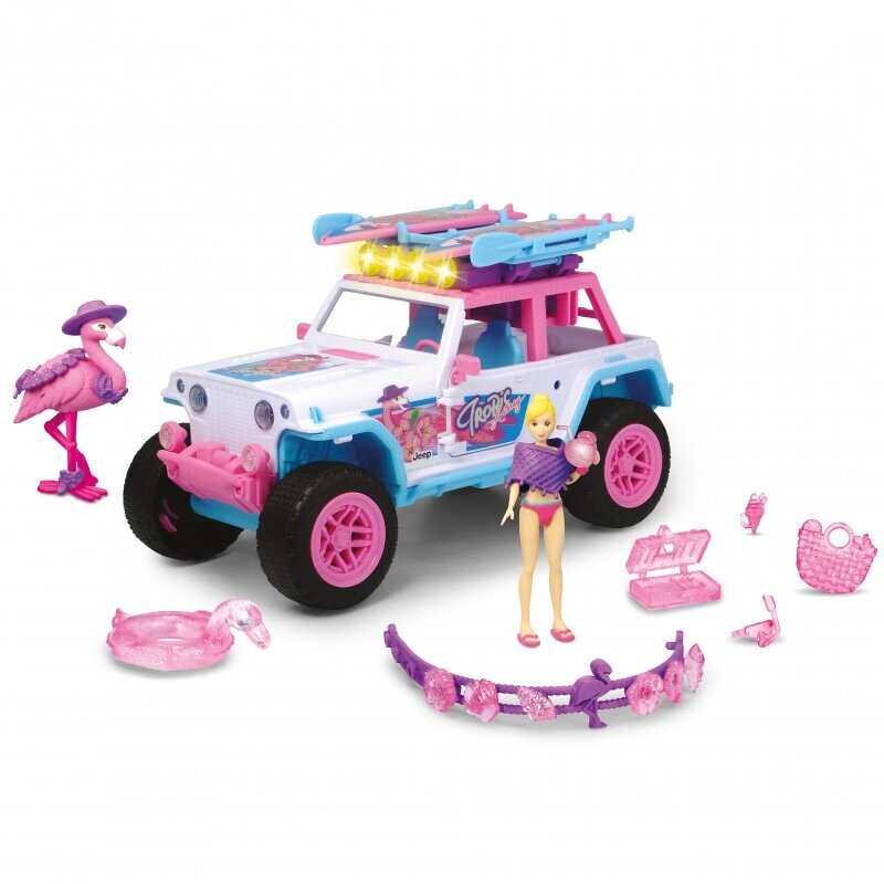 Visureigis su figurėlėmis ir priedais Dickie Flamingo Jeep, 20 vnt. kaina ir informacija | Žaislai mergaitėms | pigu.lt