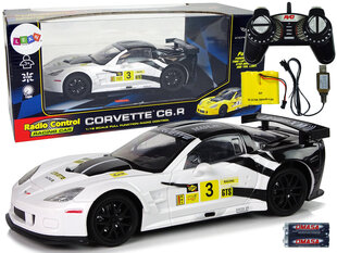 Radijo bangomis valdomas sportinis automobilis Corvette C6.R 1:18 baltas kaina ir informacija | Žaislai berniukams | pigu.lt