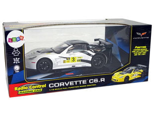 Радиоуправляемый спортивный автомобиль Corvette C6.R 1:18 белый цена и информация | Игрушки для мальчиков | pigu.lt