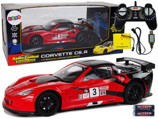 Radijo bangomis valdomas sportinis automobilis Corvette C6.R 1:18 raudonas цена и информация | Игрушки для мальчиков | pigu.lt