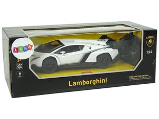 Radijo bangomis valdomas Lamborghini Veneno 1:24 baltas su pulteliu цена и информация | Игрушки для мальчиков | pigu.lt