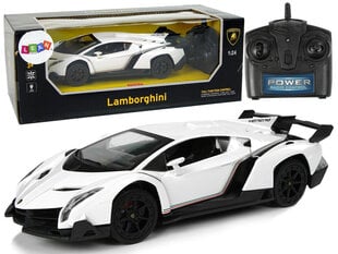 Radijo bangomis valdomas Lamborghini Veneno 1:24 baltas su pulteliu kaina ir informacija | Žaislai berniukams | pigu.lt
