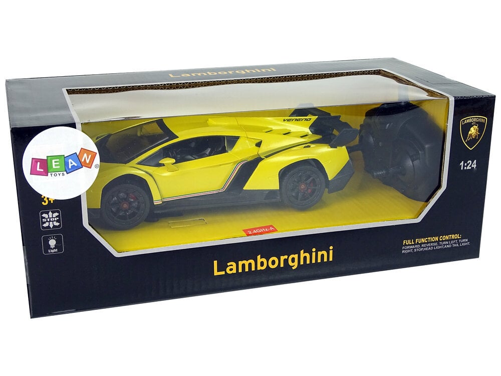 Radijo bangomis valdomas Lamborghini Veneno 1:24 geltonas su pulteliu цена и информация | Žaislai berniukams | pigu.lt