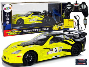 Радиоуправляемый спортивный автомобиль Corvette C6.R 1:18 желтый цена и информация | Игрушки для мальчиков | pigu.lt