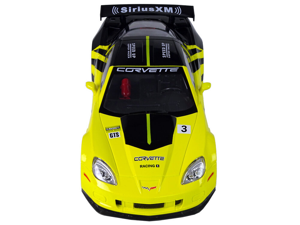 Radijo bangomis valdomas sportinis automobilis Corvette C6.R 1:18 geltonas kaina ir informacija | Žaislai berniukams | pigu.lt