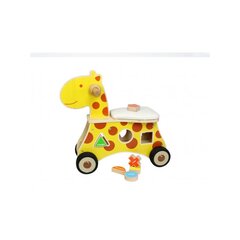 Medinė paspiriama mašina Žirafa su rūšiuolkiu, Masterkidz kaina ir informacija | Žaislai kūdikiams | pigu.lt