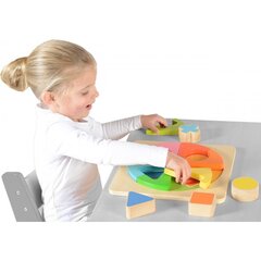 Разноцветный деревянный геометрический пазл Masterkidz цена и информация | Развивающие игрушки | pigu.lt