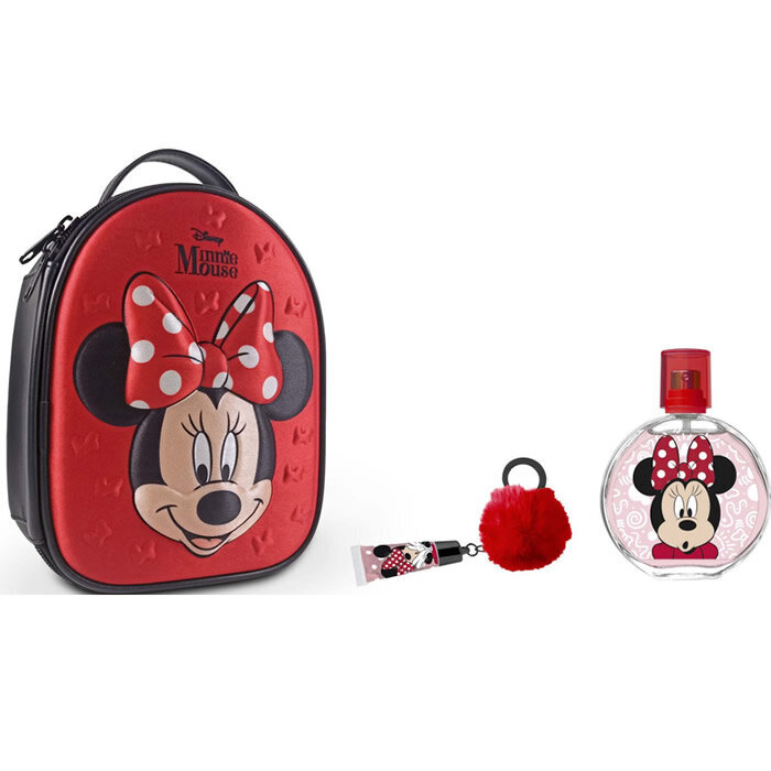 Rinkinys Minnie Mouse mergaitėms: tualetinis vanduo EDT, 100 ml + lūpų balzamas + kosmetinė kaina ir informacija | Kvepalai vaikams | pigu.lt