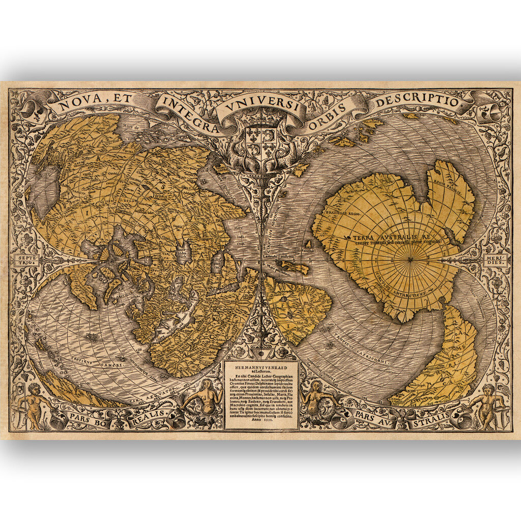 Plakatas Senojo Pasaulio Žemėlapis 1531, 42x59 cm (A2), Wolf Kult kaina ir informacija | Reprodukcijos, paveikslai | pigu.lt