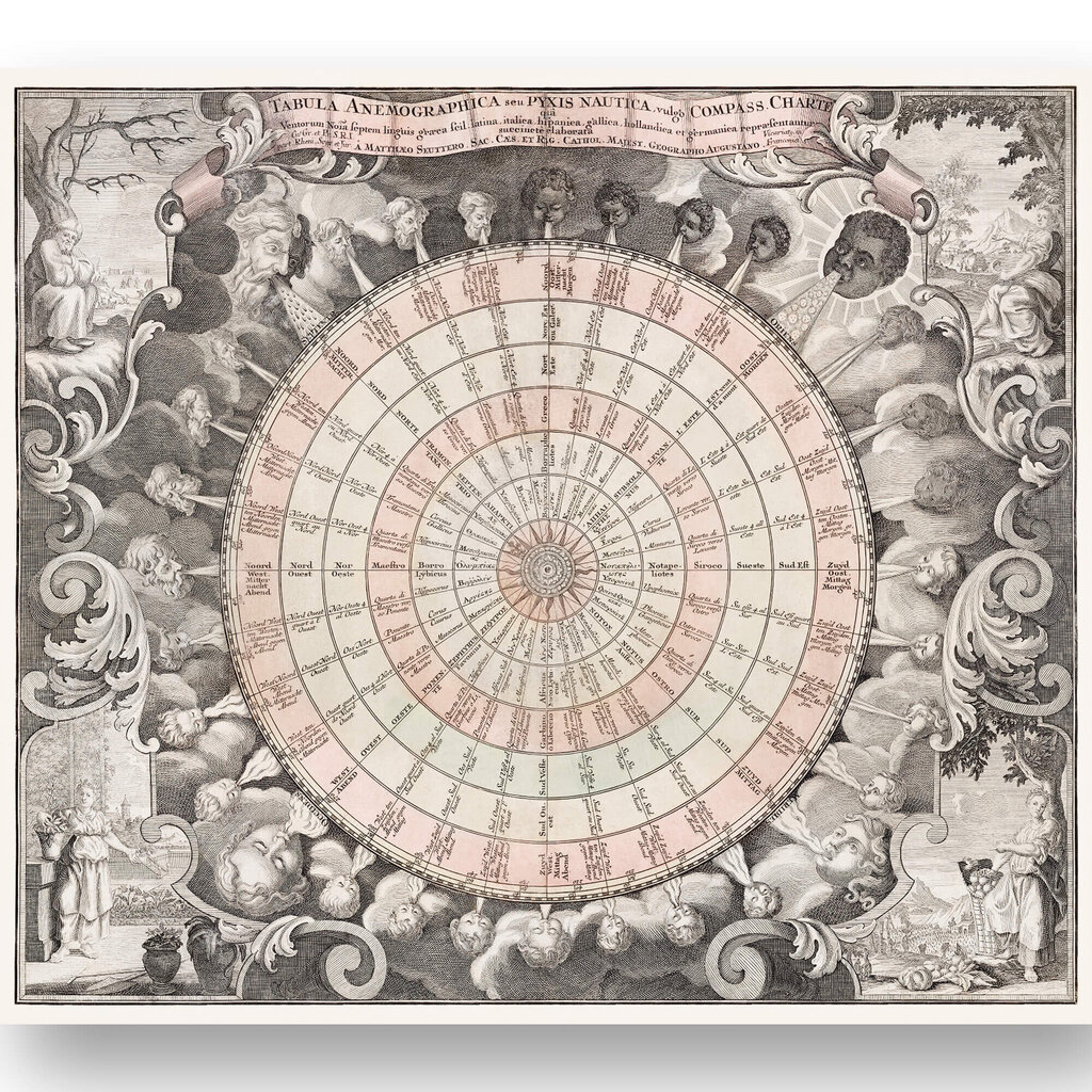 Plakatas Vėjų Žemėlapis 1740, 42x59 cm (A2), Wolf Kult kaina ir informacija | Reprodukcijos, paveikslai | pigu.lt