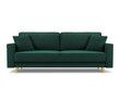 Trivietė sofa Micadoni Home Dunas, žalia/auksinės spalvos kaina ir informacija | Sofos | pigu.lt