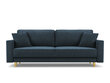 Trivietė sofa Micadoni Home Dunas, tamsiai mėlyna/auksinės spalvos цена и информация | Sofos | pigu.lt