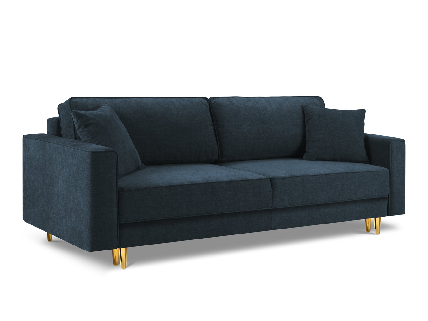 Trivietė sofa Micadoni Home Dunas, tamsiai mėlyna/auksinės spalvos kaina ir informacija | Sofos | pigu.lt