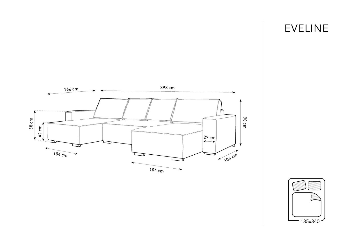 Universalus minkštas kampas Micadoni Home Eveline 4S, rožinis цена и информация | Minkšti kampai | pigu.lt