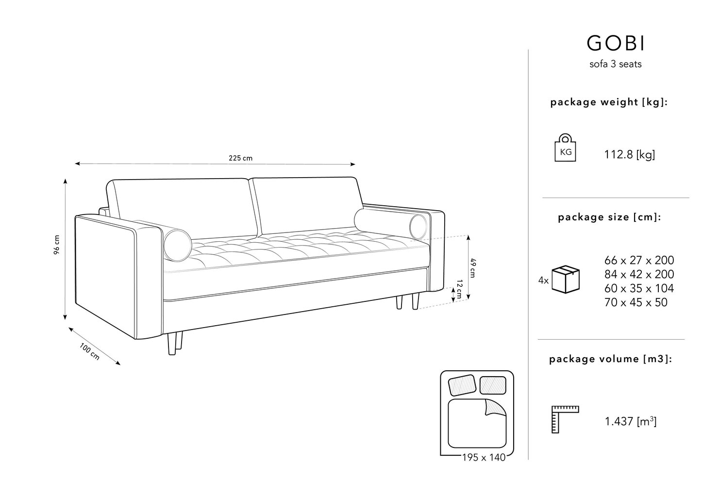 Trivietė dirbtinės odos sofa Micadoni Home Gobi, smėlio spalvos kaina ir informacija | Sofos | pigu.lt