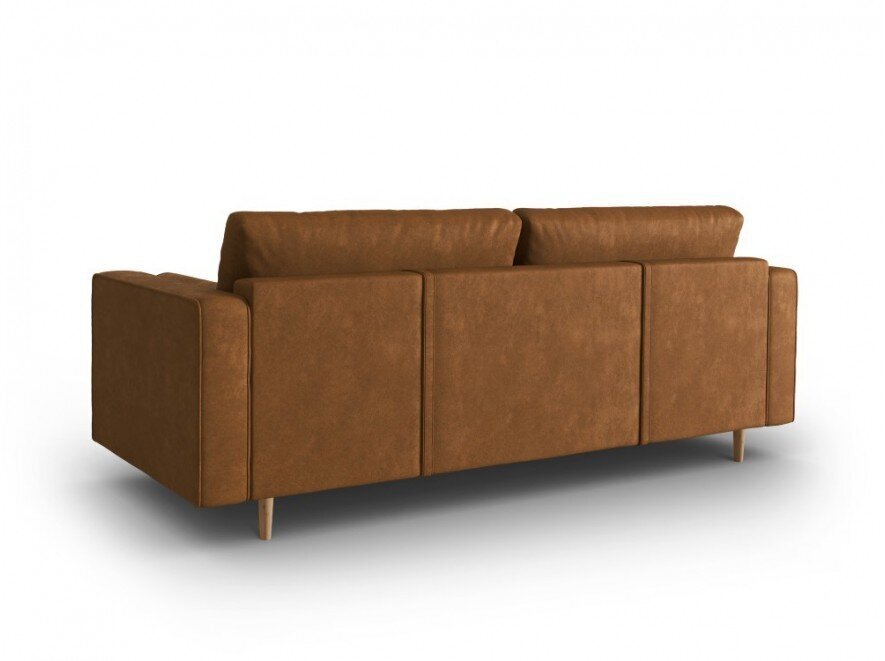 Trivietė dirbtinės odos sofa Micadoni Home Gobi, ruda kaina ir informacija | Sofos | pigu.lt
