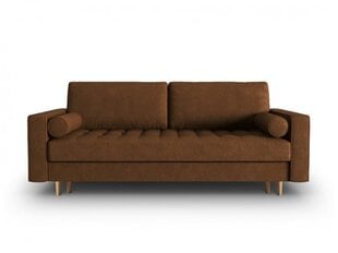 Trivietė dirbtinės odos sofa Micadoni Home Gobi, tamsiai ruda kaina ir informacija | Sofos | pigu.lt