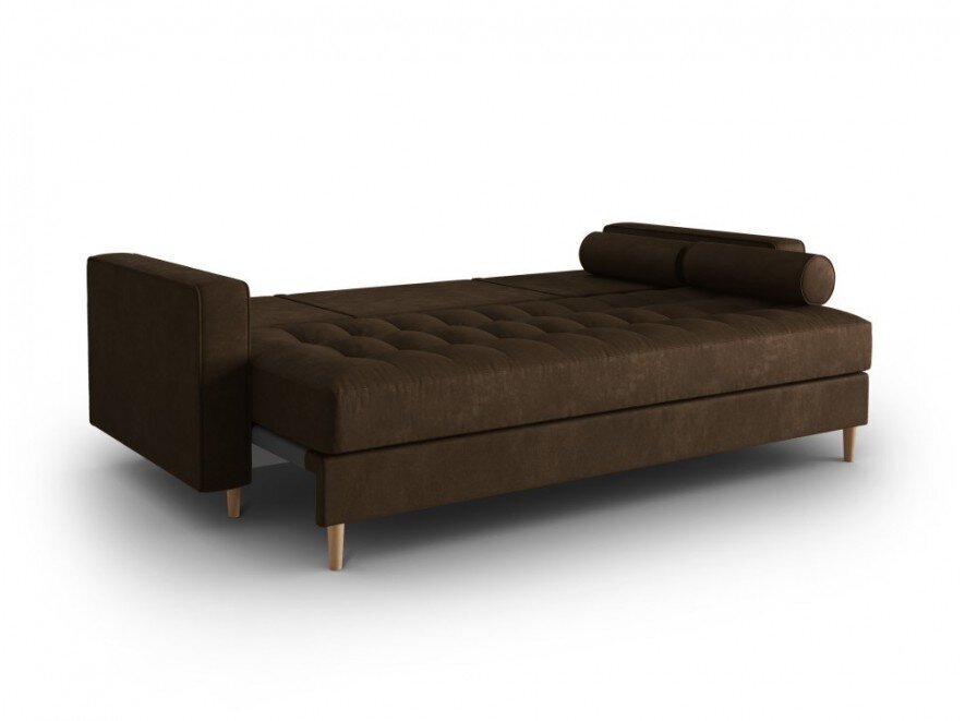 Trivietė dirbtinės odos sofa Micadoni Home Gobi, labai tamsi ruda kaina ir informacija | Sofos | pigu.lt