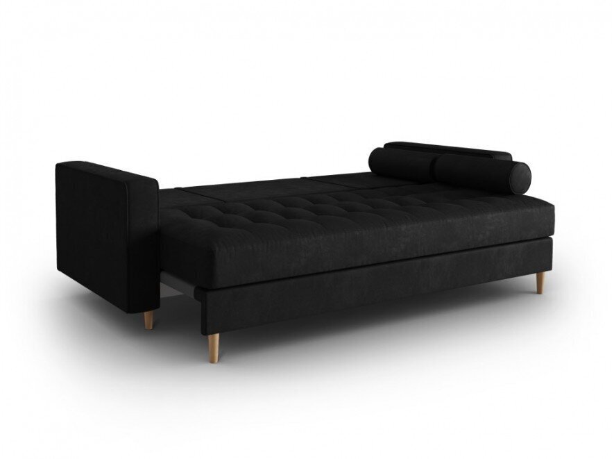 Trivietė dirbtinės odos sofa Micadoni Home Gobi, juoda kaina ir informacija | Sofos | pigu.lt