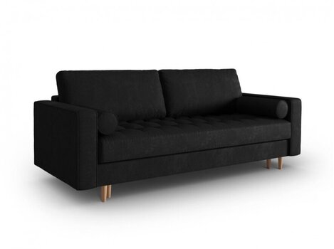 Trivietė dirbtinės odos sofa Micadoni Home Gobi, juoda kaina ir informacija | Sofos | pigu.lt