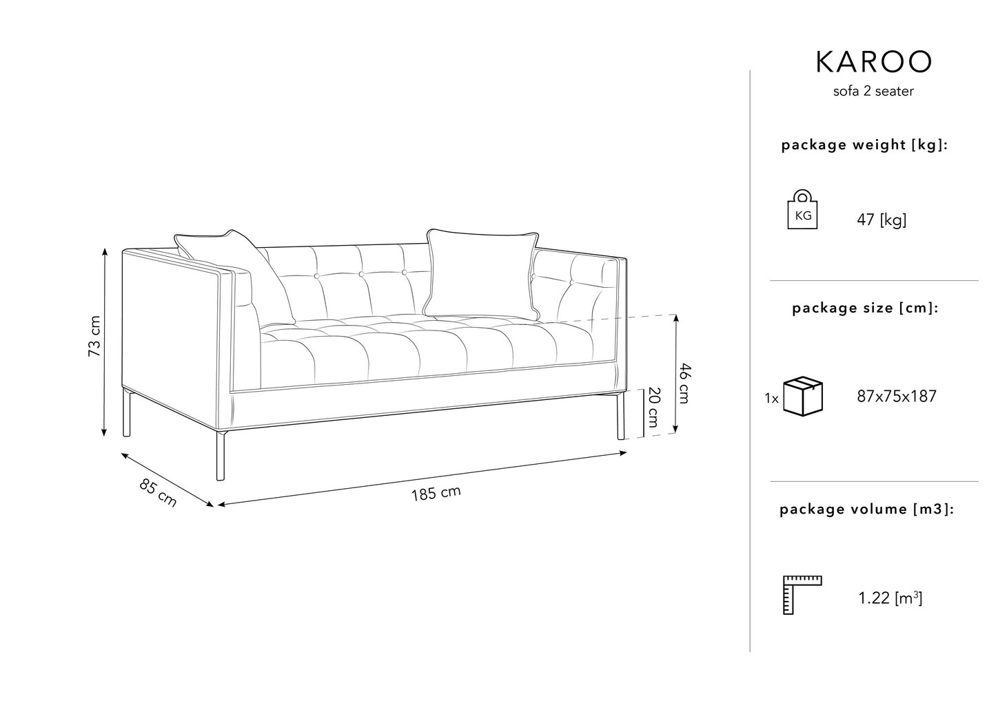 Dvivietė veliūrinė sofa Micadoni Home Karoo, raudona kaina ir informacija | Sofos | pigu.lt