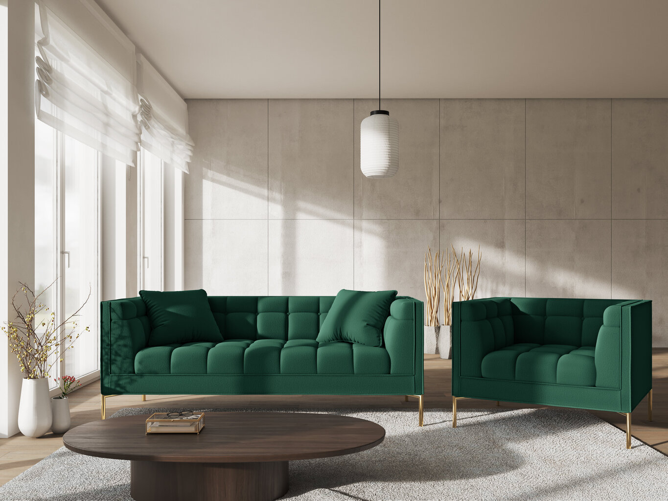 Dvivietė sofa Micadoni Home Karoo, žalia kaina ir informacija | Sofos | pigu.lt