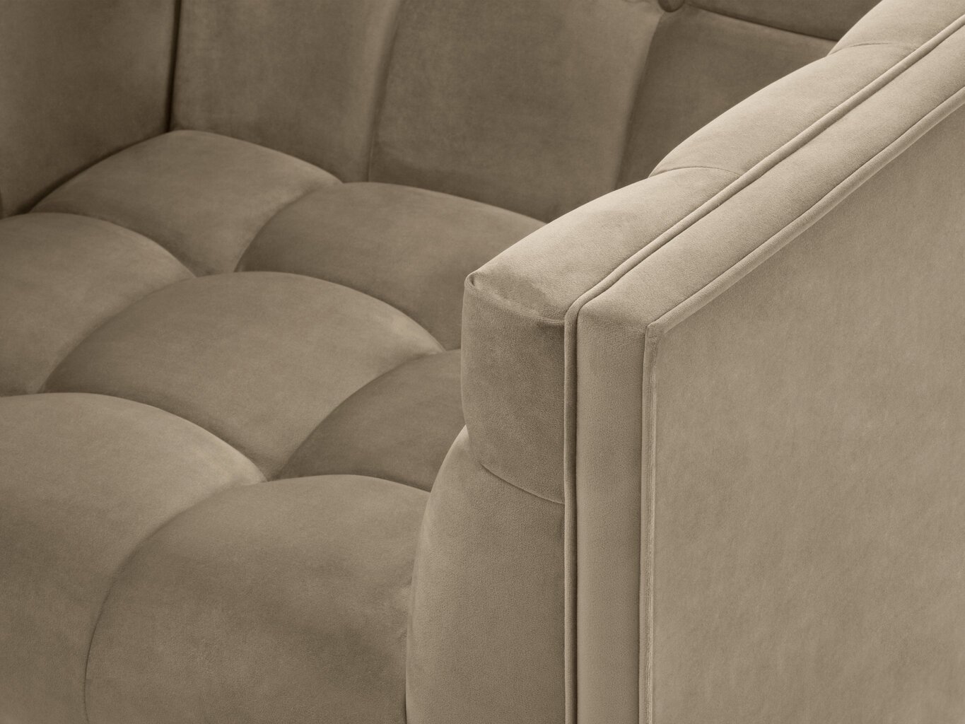 Fotelis veliūrinis Micadoni Home Karoo, smėlio spalvos kaina ir informacija | Svetainės foteliai | pigu.lt