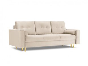 Trivietė veliūrinė sofa Micadoni Home Leona, smėlio spalvos/auksinės spalvos kaina ir informacija | Sofos | pigu.lt