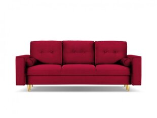 Trivietė veliūrinė sofa Micadoni Home Leona, raudona/auksinės spalvos kaina ir informacija | Sofos | pigu.lt