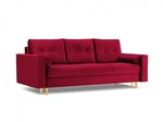 Trivietė veliūrinė sofa Micadoni Home Leona, raudona/auksinės spalvos