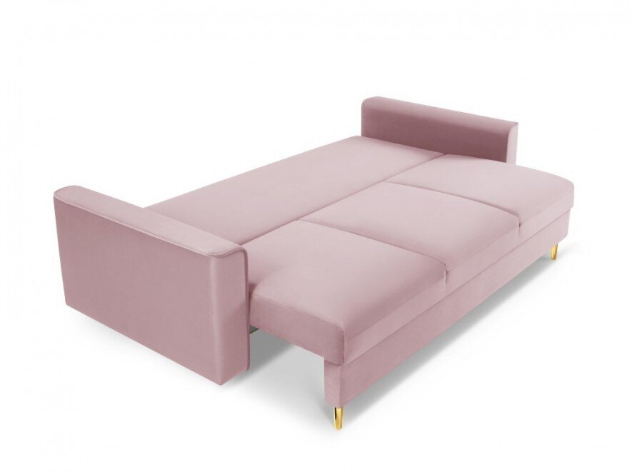 Trivietė veliūrinė sofa Micadoni Home Leona, violetinė/auksinės spalvos kaina ir informacija | Sofos | pigu.lt