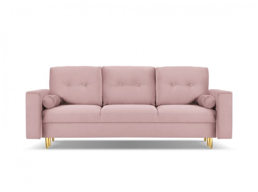 Trivietė veliūrinė sofa Micadoni Home Leona, violetinė/auksinės spalvos kaina ir informacija | Sofos | pigu.lt