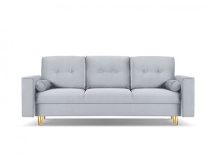 Trivietė veliūrinė sofa Micadoni Home Leona, šviesiai mėlyna/auksinės spalvos kaina ir informacija | Sofos | pigu.lt