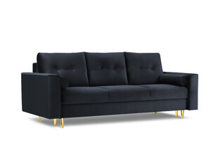 Trivietė veliūrinė sofa Micadoni Home Leona, tamsiai mėlyna/auksinės spalvos kaina ir informacija | Sofos | pigu.lt