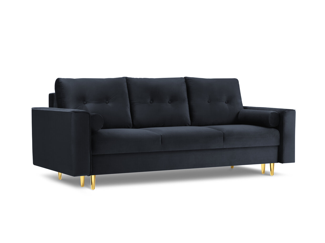 Trivietė veliūrinė sofa Micadoni Home Leona, tamsiai mėlyna/auksinės spalvos цена и информация | Sofos | pigu.lt