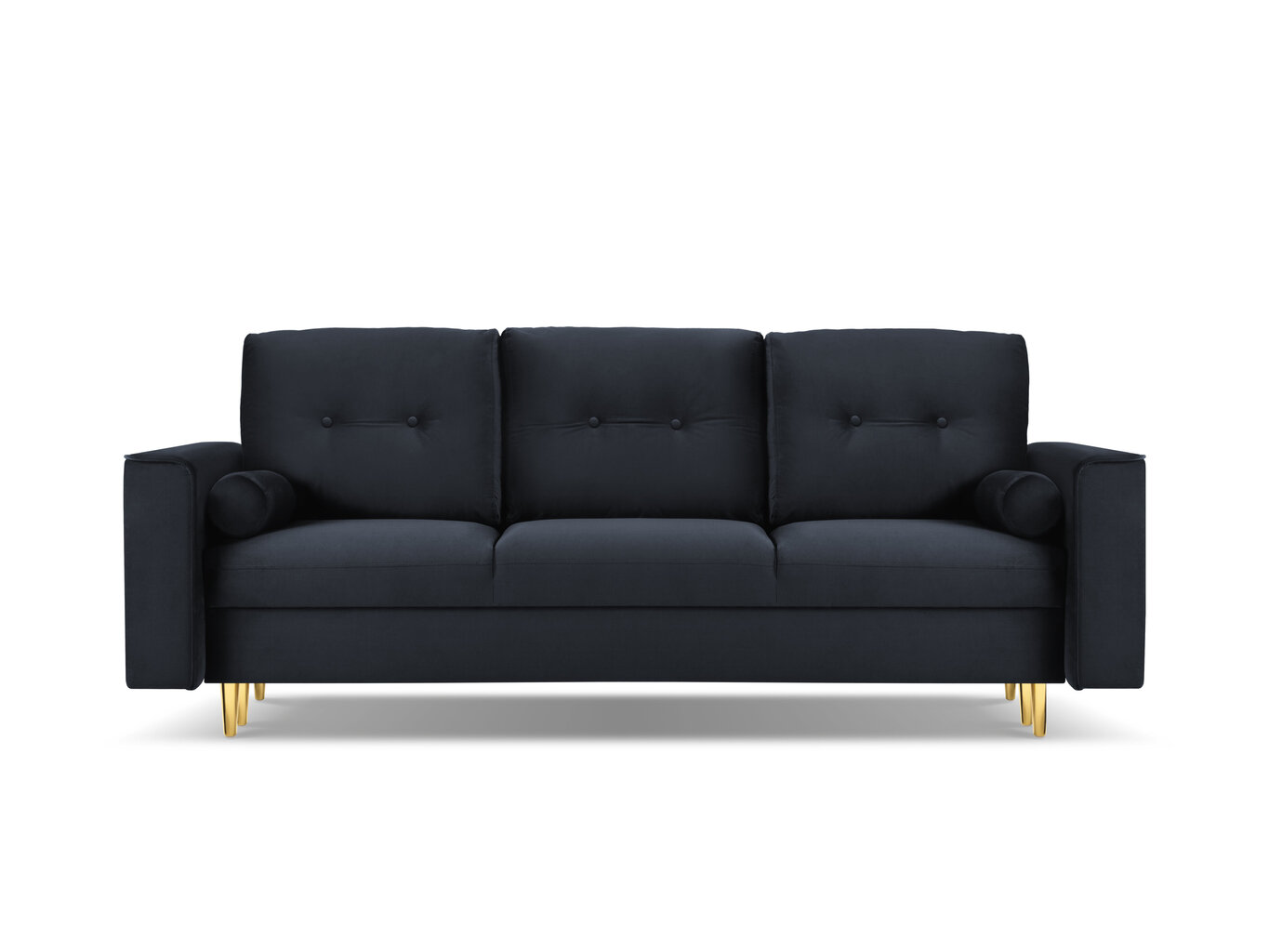 Trivietė veliūrinė sofa Micadoni Home Leona, tamsiai mėlyna/auksinės spalvos kaina ir informacija | Sofos | pigu.lt