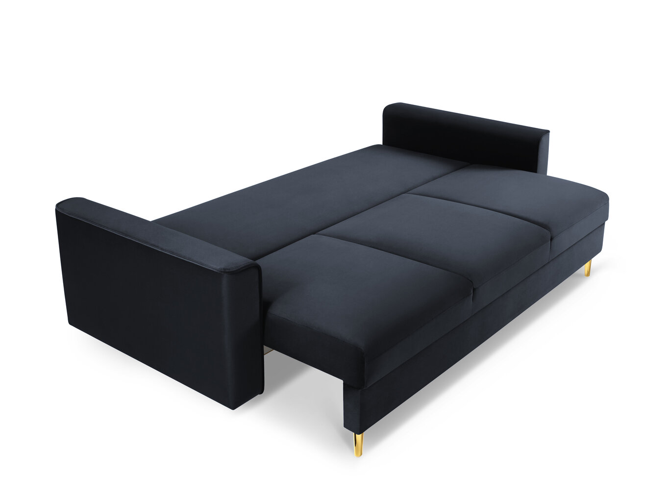 Trivietė veliūrinė sofa Micadoni Home Leona, tamsiai mėlyna/auksinės spalvos цена и информация | Sofos | pigu.lt